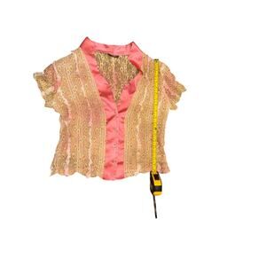 Lace Glitter and Ribbon y2k button up